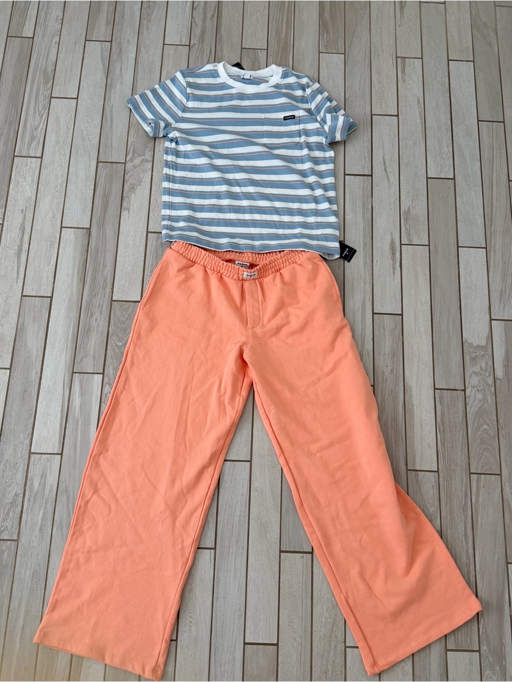 Parke x Target - Blue Stripe Tee & Peach/Orange Sweatpant SET